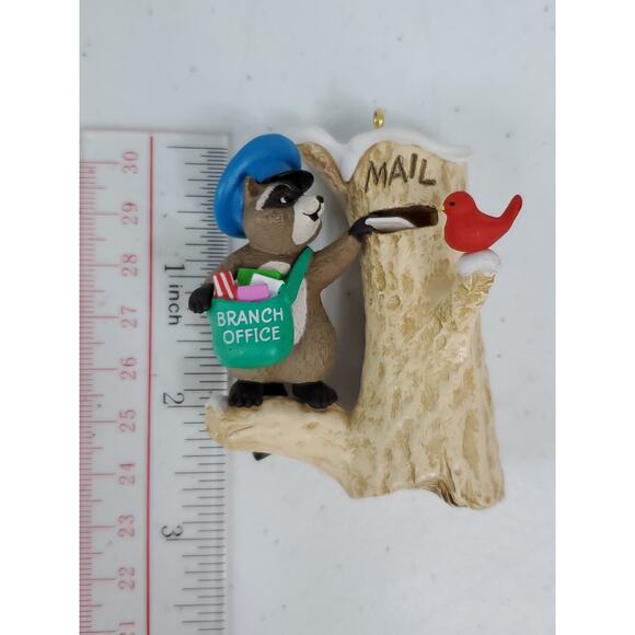 HALLMARK Artists Favorites CHRISTMAS ORNAMENT MAIL CALL POSTAL CARRIER RACCOON - Picture 9 of 12